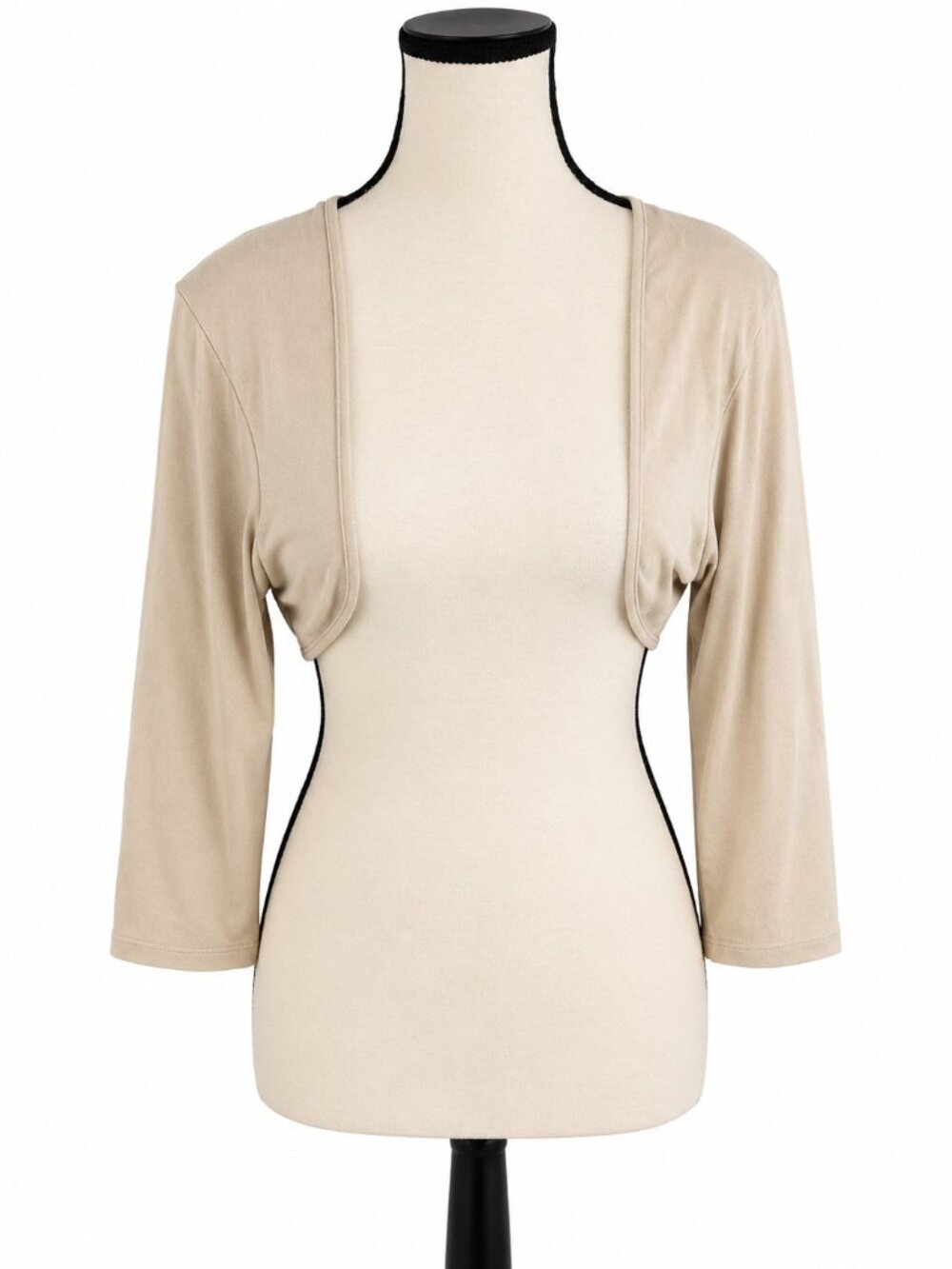 Marsh Landing Womens XL Tan Rayon Spandex Bolero Shrug Sweater 3/4 Sleeve Y2K